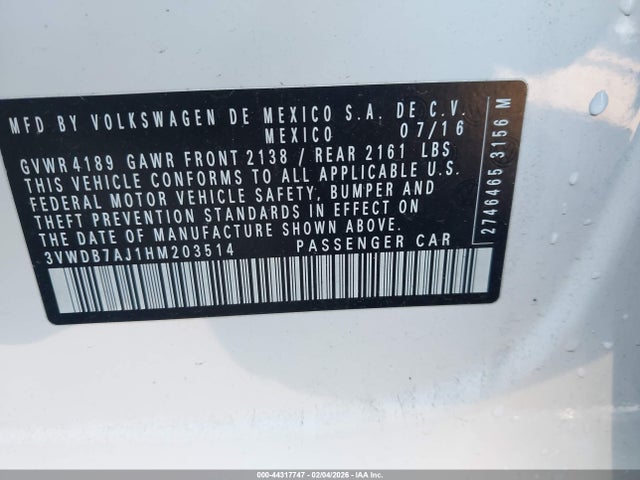 Volkswagen Jetta 1.4t Se 2017 3VWDB7AJ1HM203514 Image 9