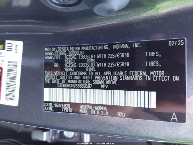 Toyota Highlander Hybrid Xle 2025 5TDKBRCH2SS660582 Image 9