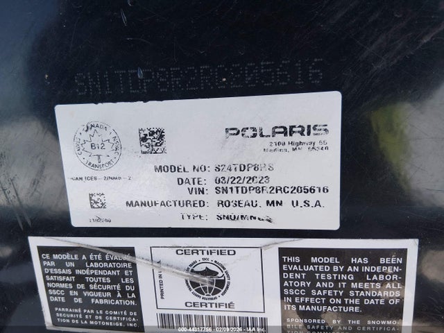 SN1TDP8R2RC205616 Polaris Indy 850 Xc