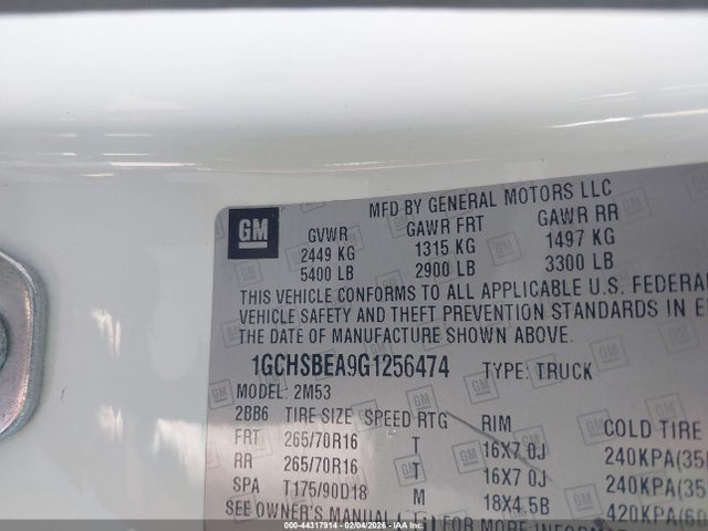 1GCHSBEA9G1256474 Chevrolet Colorado Wt