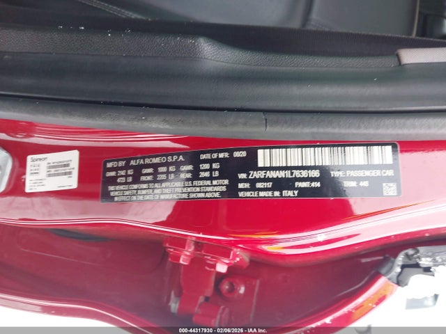 2020 ALFA ROMEO GIULIA ZARFANAN1L7636166 Photo 8
