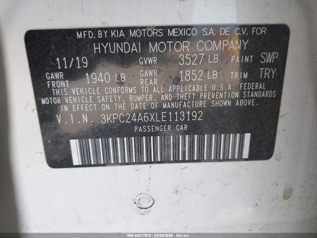 2020 HYUNDAI ACCENT 3KPC24A6XLE113192 Photo 8