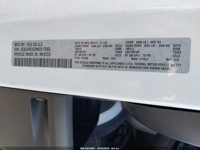 3C6LRVDG3ME517563 RAM Promaster 2500 High Roof 159 Wb