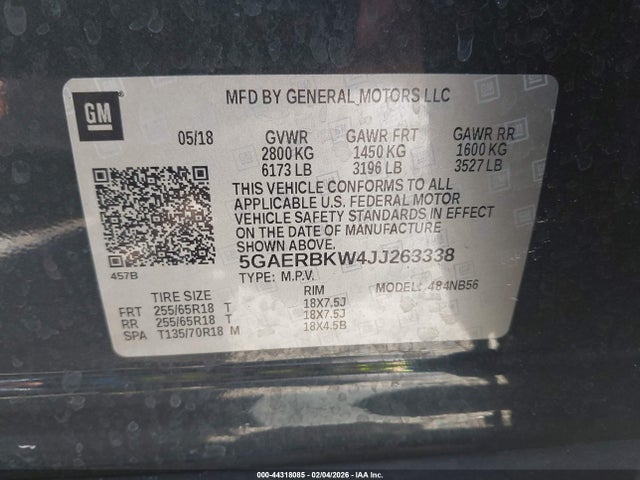 Продаж на аукціоні авто 2018 Buick Enclave Essence, vin: 5GAERBKW4JJ263338, номер лоту: 44318085