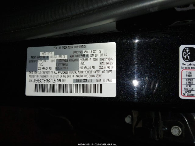Aukcja sprzedaży 2015 Mazda Cx-5 Touring, vin: JM3KE4CY3F0547105, numer aukcji: 44318110