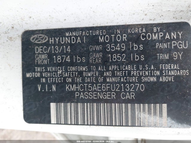 KMHCT5AE6FU213270 Hyundai ACCENT GS