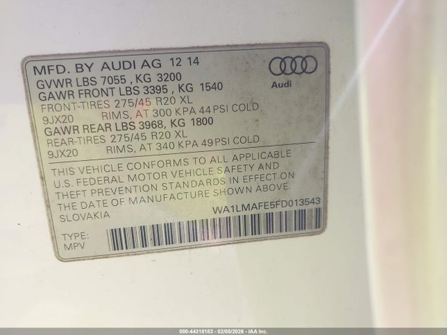 WA1LMAFE5FD013543 Audi Q7 3.0 Tdi Premium