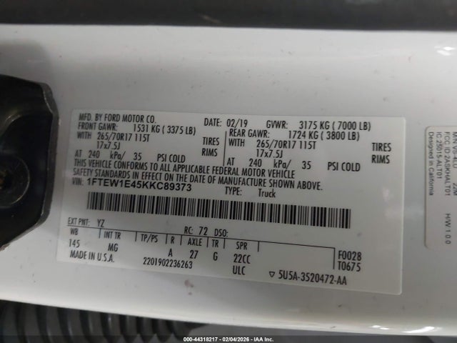 1FTEW1E45KKC89373 Ford F-150 Xlt