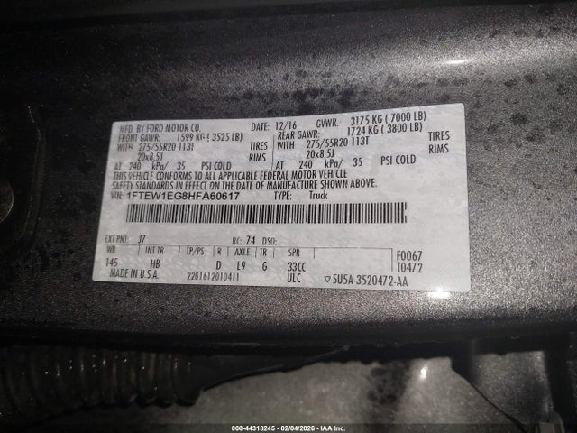 Ford F-150 Lariat 2017 1FTEW1EG8HFA60617 Image 9