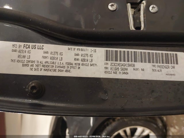 Продаж на аукціоні авто 2016 Chrysler 300c, vin: 2C3CCAEG4GH190038, номер лоту: 44318323