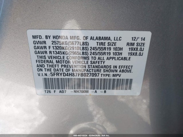2015 ACURA MDX 5FRYD4H87FB027097 Photo 8