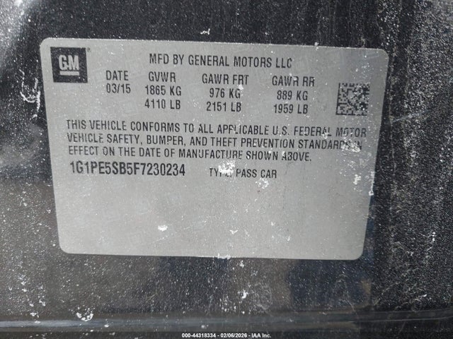 1G1PE5SB5F7230234 Chevrolet Cruze 2lt Auto