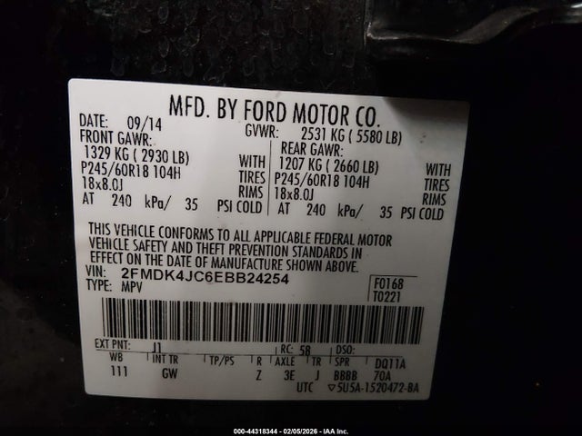 Aukcja sprzedaży 2014 Ford Edge Sel, vin: 2FMDK4JC6EBB24254, numer aukcji: 44318344