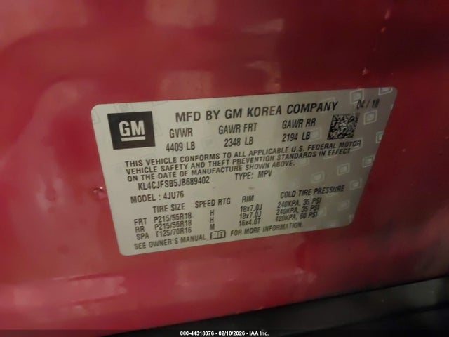 44318376 :رقم المزاد ، KL4CJFSB5JB689402 vin ، 2018 Buick Encore Preferred Ii مزاد بيع