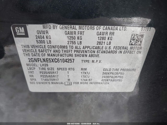 2012 CHEVROLET EQUINOX 2GNFLNE5XC6104257 Photo 8