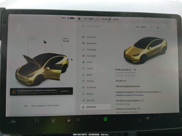 44318478 :رقم المزاد ، 5YJYGAEE1MF281564 vin ، 2021 Tesla Model Y Long Range Dual Motor All-wheel Drive مزاد بيع