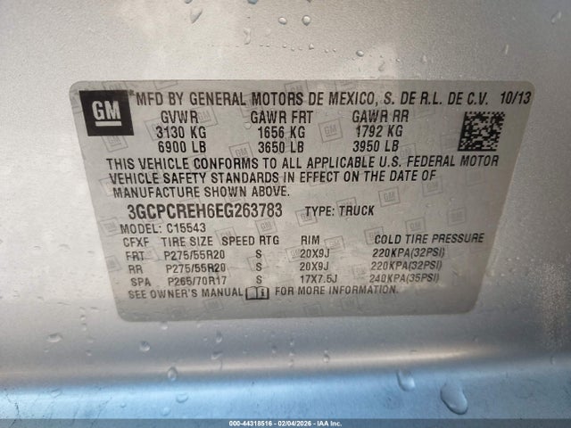 3GCPCREH6EG263783 Chevrolet Silverado 1500 1lt