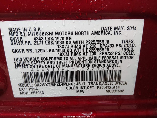 2014 MITSUBISHI OUTLANDER SPORT 4A4AR3AU1EE029782 Photo 8