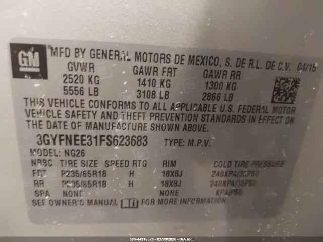 2015 CADILLAC SRX 3GYFNEE31FS623683 Photo 8