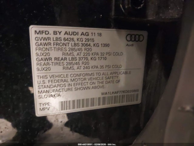 2019 AUDI Q7 WA1LHAF77KD020865 Photo 8