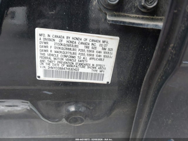Продаж на аукціоні авто 2007 Acura Mdx Sport Package, vin: 2HNYD28847H530422, номер лоту: 44318572