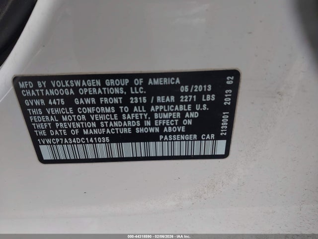Продаж на аукціоні авто 2013 Volkswagen Passat 2.5l Sel Premium, vin: 1VWCP7A34DC141035, номер лоту: 44318590
