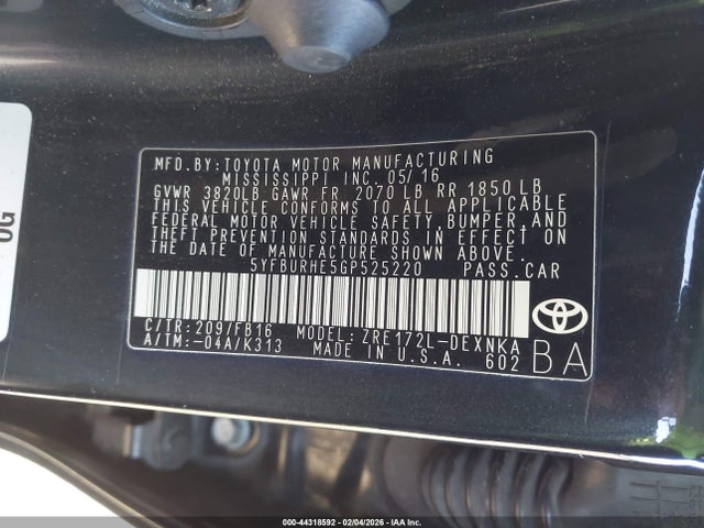 Toyota COROLLA LE 2016 5YFBURHE5GP525220 Image 9