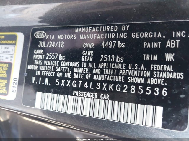 5XXGT4L3XKG285536 KIA Optima Lx