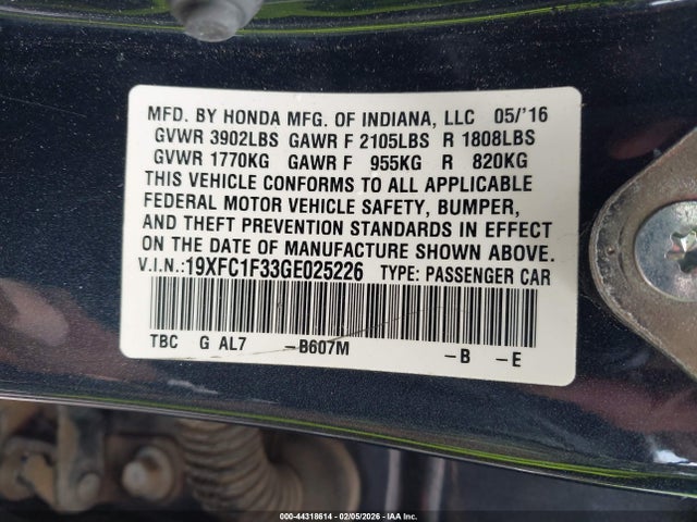 Honda Civic Ex-t 2016 19XFC1F33GE025226 Image 9