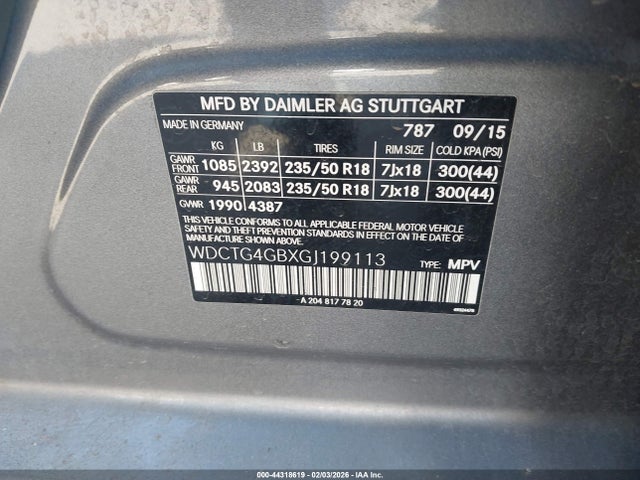 WDCTG4GBXGJ199113 Mercedes-Benz Gla 250 4matic
