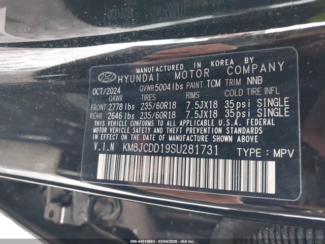 Продаж на аукціоні авто 2025 Hyundai Tucson Hybrid Sel Convenience, vin: KM8JCDD19SU281731, номер лоту: 44318663