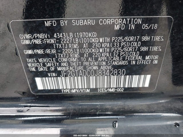2018 SUBARU CROSSTREK JF2GTADC0J8342830 Photo 8