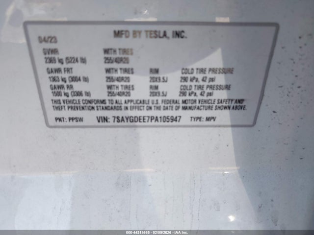 2023 TESLA MODEL Y 7SAYGDEE7PA105947 Photo 8