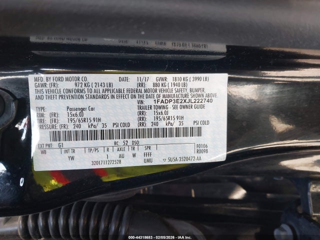 1FADP3E2XJL222740 Ford FOCUS S