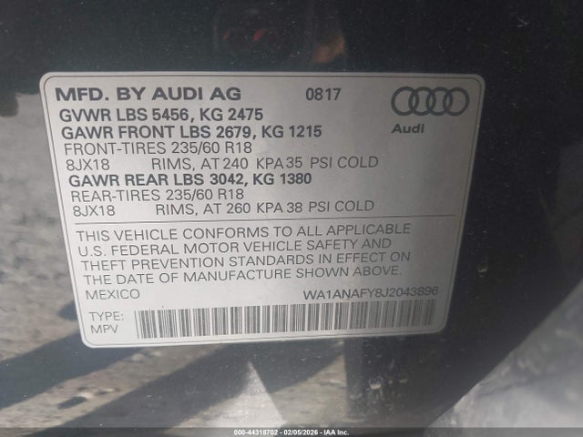 2018 AUDI Q5 WA1ANAFY8J2043896 Photo 8