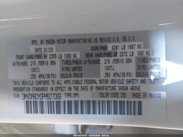 Продажа на аукционе авто 2023 Mazda Cx-30 2.5 S Preferred, vin: 3MVDMBCM3PM507089, номер лота: 44318707