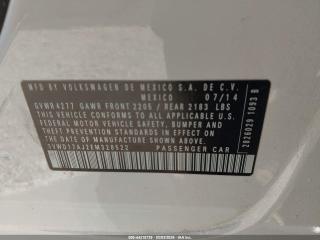 Volkswagen Jetta 1.8t Se 2014 3VWD17AJ2EM328522 Image 9
