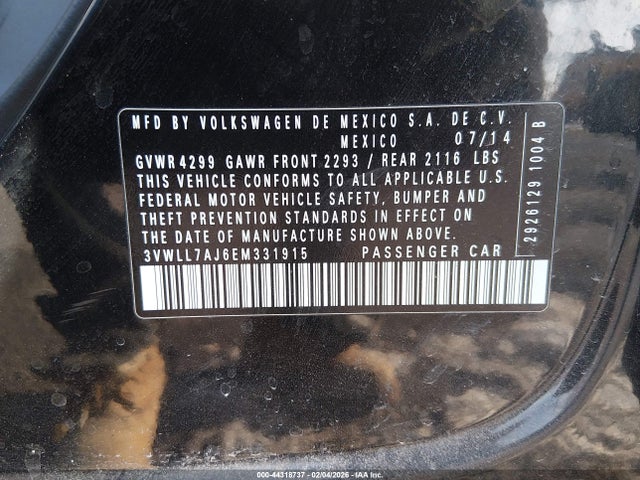 3VWLL7AJ6EM331915 Volkswagen Jetta 2.0l Tdi