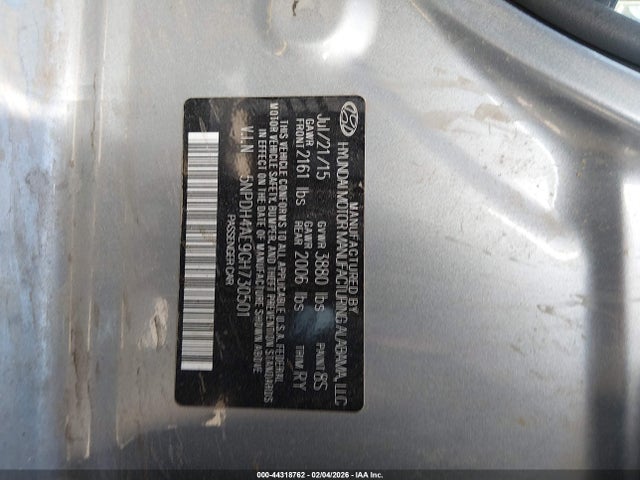 44318762 :رقم المزاد ، 5NPDH4AE9GH730501 vin ، 2016 Hyundai Elantra Value Edition مزاد بيع