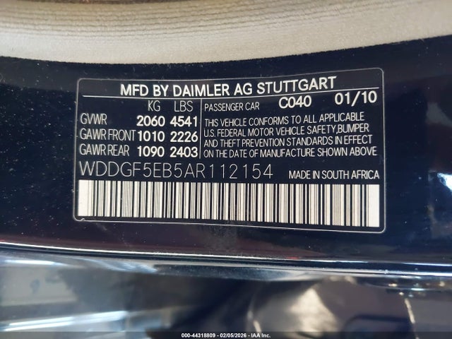 2010 Mercedes-benz C 300 Luxury/sport მანქანა იყიდება აუქციონზე, vin: WDDGF5EB5AR112154, აუქციონის ნომერი: 44318809