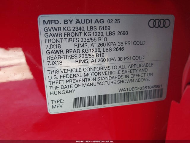 2025 AUDI Q3 WA1DECF33S1048881 Photo 8