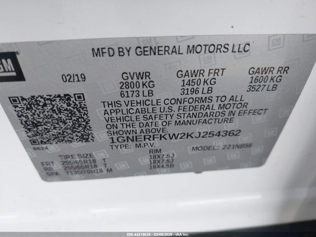 1GNERFKW2KJ254362 Chevrolet Traverse Ls