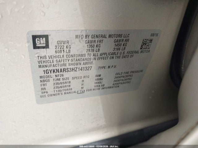 2017 CADILLAC XT5 1GYKNARS3HZ141327 Photo 8