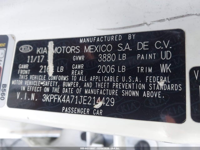 3KPFK4A71JE214429 KIA FORTE LX