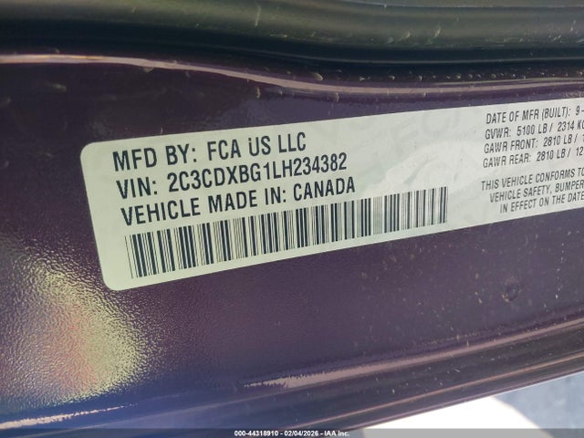 2C3CDXBG1LH234382 Dodge Charger Sxt Rwd