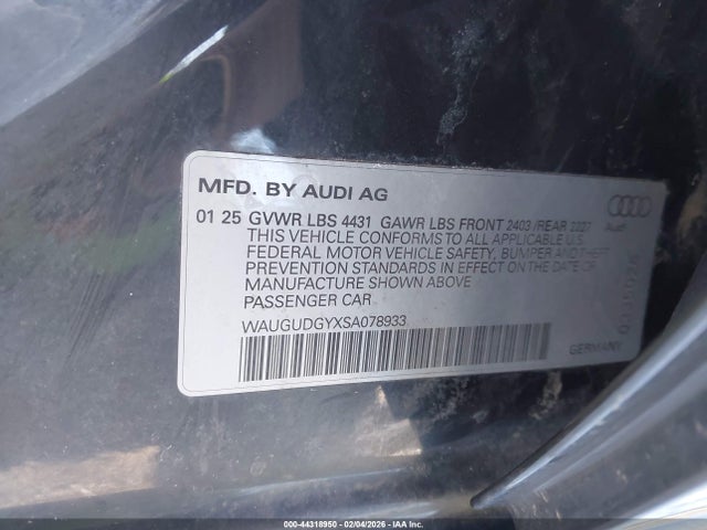 Продажа на аукционе авто 2025 Audi A3 Premium 40 Tfsi Quattro S Tronic, vin: WAUGUDGYXSA078933, номер лота: 44318950