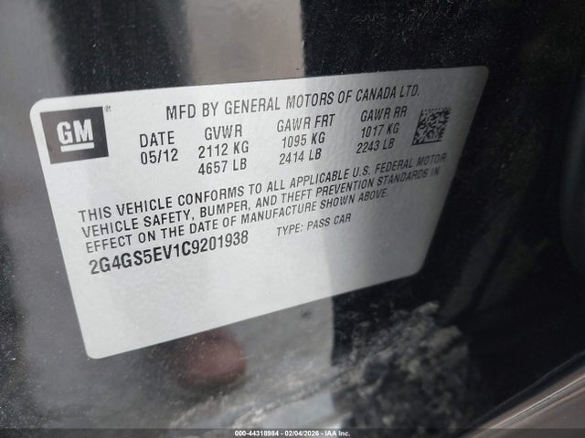 Aukcja sprzedaży 2012 Buick Regal Turbo - Premium 1, vin: 2G4GS5EV1C9201938, numer aukcji: 44318984