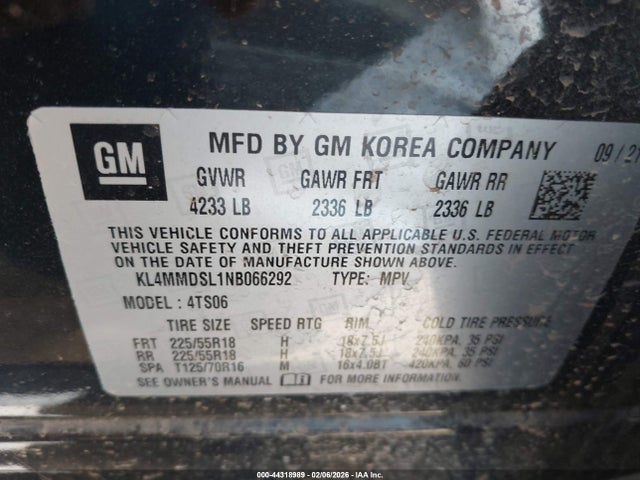 44318989 :رقم المزاد ، KL4MMDSL1NB066292 vin ، 2022 Buick Encore Gx Fwd Select مزاد بيع