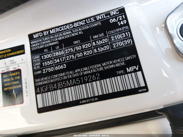 Продажа на аукционе авто 2021 Mercedes-benz Gle 350, vin: 4JGFB4JB5MA519262, номер лота: 44319055