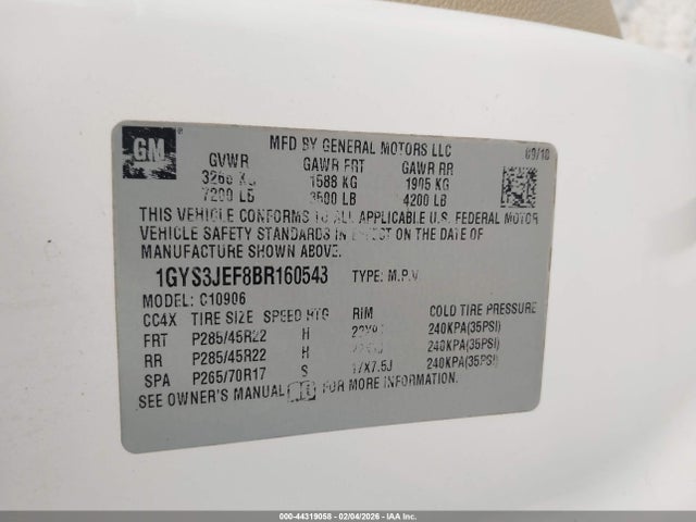 2011 CADILLAC ESCALADE ESV 1GYS3JEF8BR160543 Photo 8